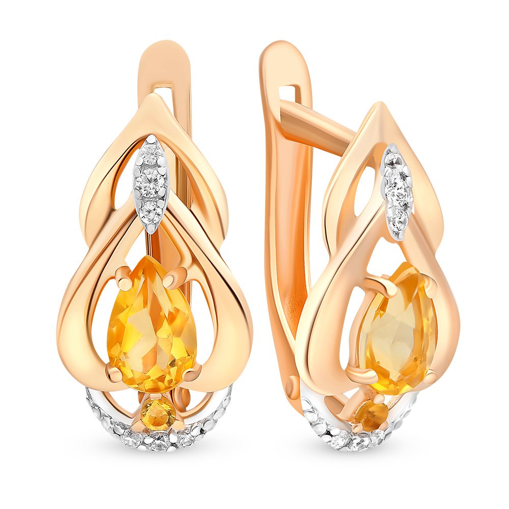 

Серьги из красного золота с цитрином, фианитом 585Gold 202005928, 202005928