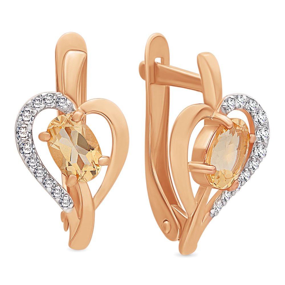 

Серьги из красного золота с цитрином, фианитом 585Gold 202006245, 202006245