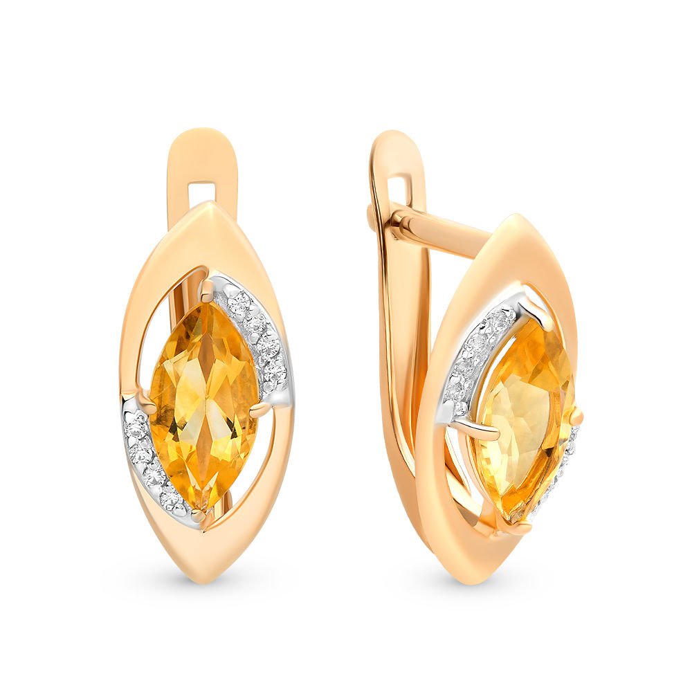 

Серьги из красного золота с цитрином, фианитом 585Gold 202006082, 202006082