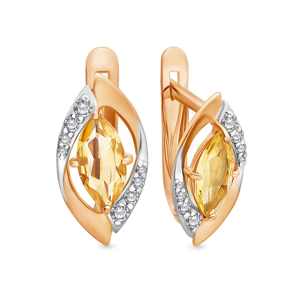 

Серьги из красного золота с цитрином, фианитом 585Gold 202006145, 202006145