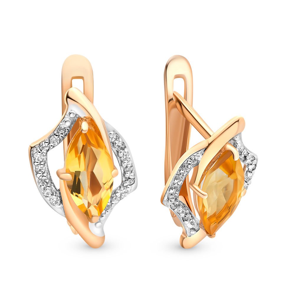 

Серьги из красного золота с цитрином, фианитом 585Gold 202005960, 202005960