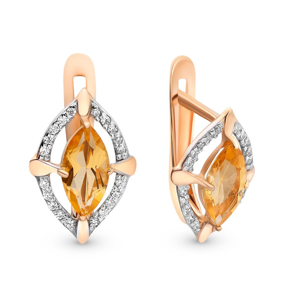 

Серьги из красного золота с цитрином, фианитом 585Gold 202005941, 202005941