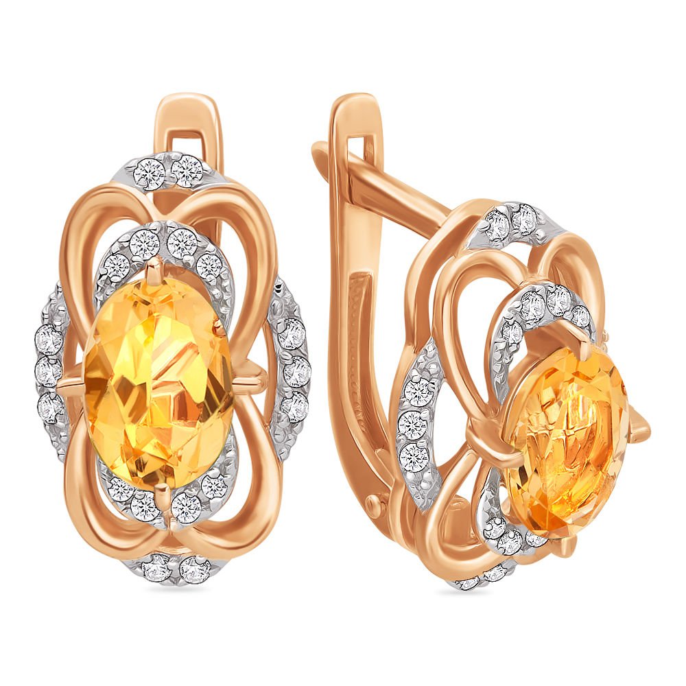 

Серьги из красного золота с цитрином, фианитом 585Gold 202005955, 202005955
