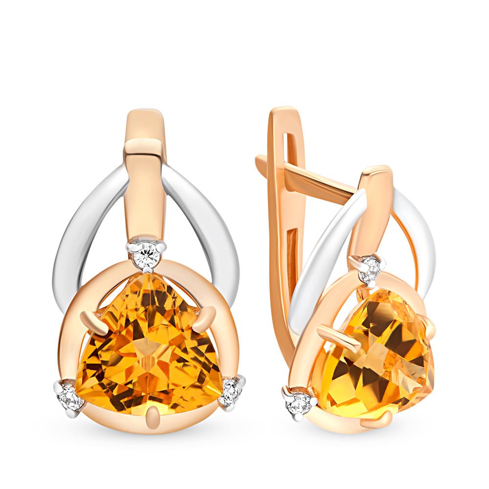 

Серьги из красного золота с цитрином, фианитом 585Gold 202006096, 202006096