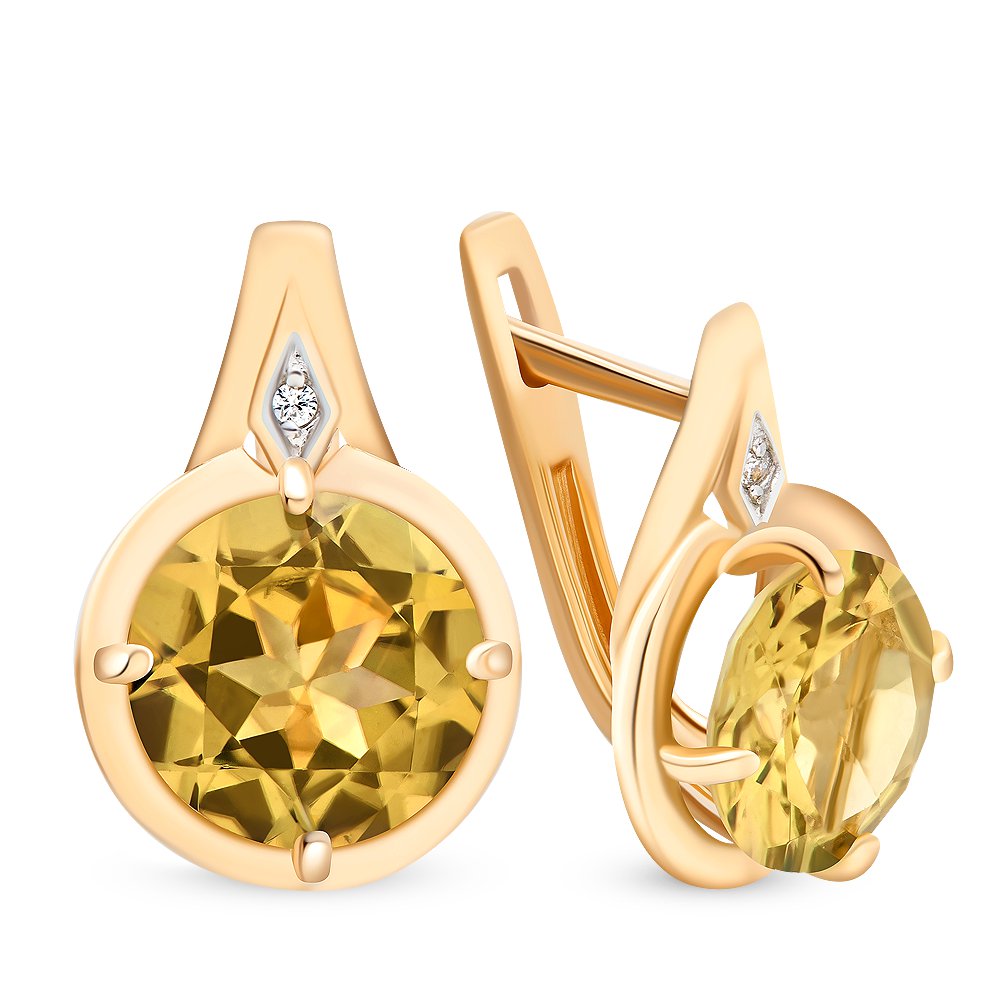 

Серьги из красного золота с цитрином, фианитом 585Gold 202005969, 202005969