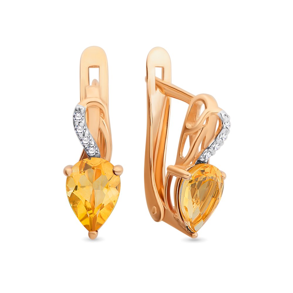 

Серьги из красного золота с цитрином, фианитом 585Gold 202006516, 202006516