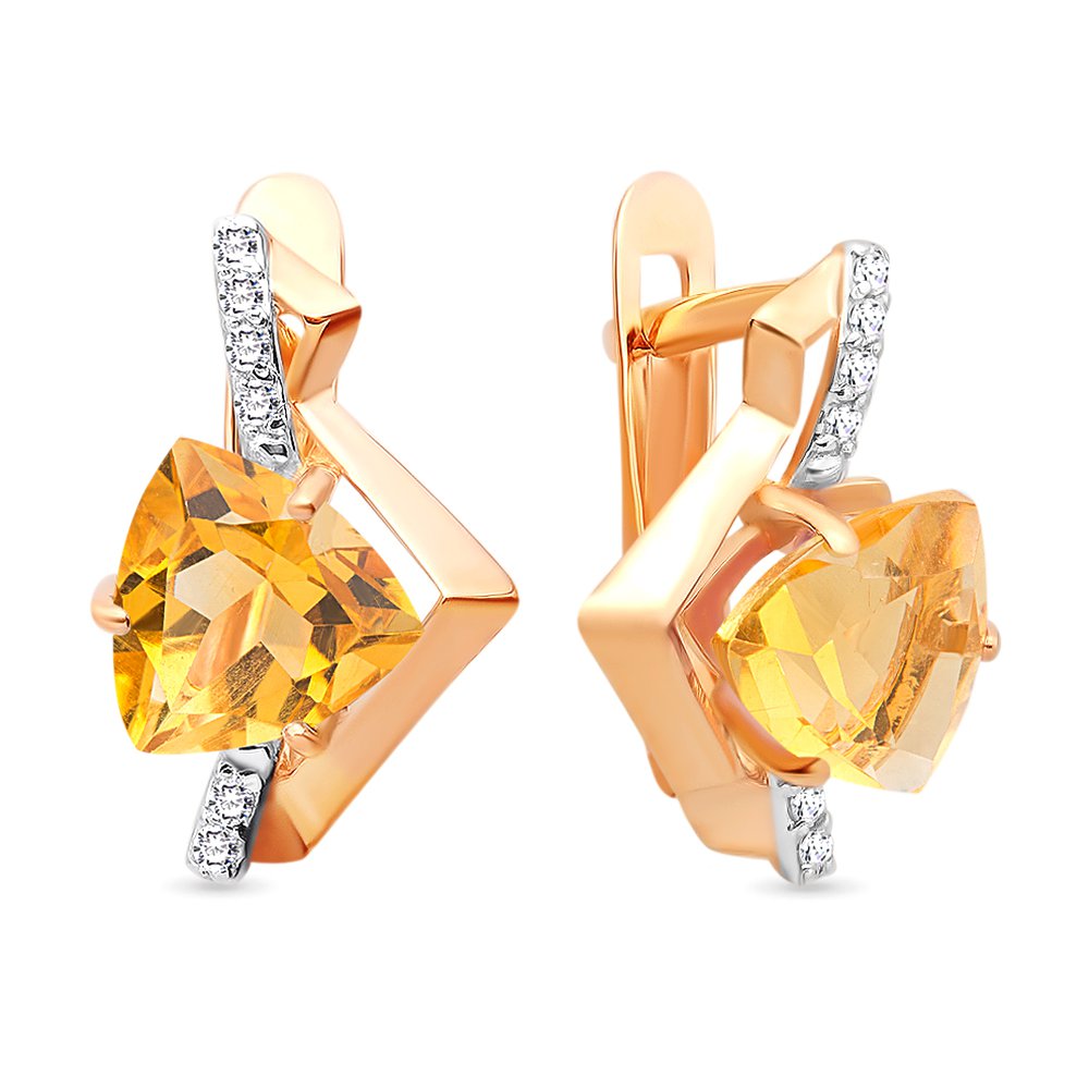 

Серьги из красного золота с цитрином, фианитом 585Gold 202006887, 202006887