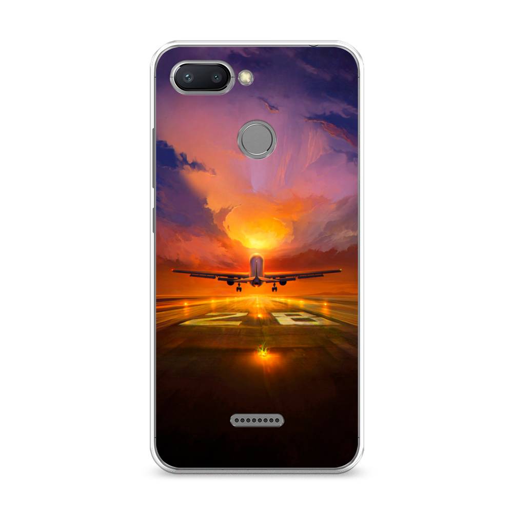 

Чехол на Xiaomi Redmi 6 "Самолет на посадке", Оранжевый;синий, 33850-6