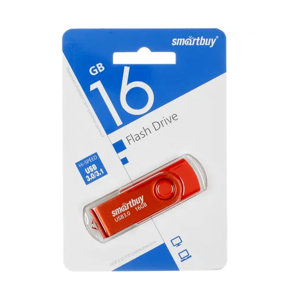 

Флешка Smart Buy "Twist" 16GB, USB 3.0 Flash Drive, красный