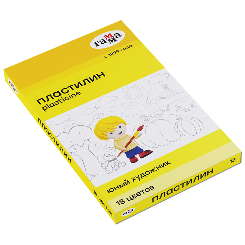 

Пластилин Гамма "Юный художник" NEW, 18 цветов, 252г, со стеком, картон. упаковка, Белый;голубой;желтый;зеленый;коричневый;красный;оранжевый;розовый;серый;синий;фиолетовый;черный