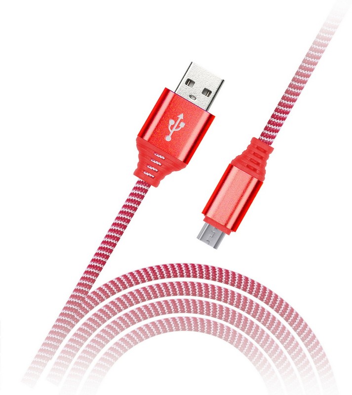 Кабель Smartbuy iK-12NS USB2.0 (A) - microUSB (B), в оплетке, 2A output, 1м, красный