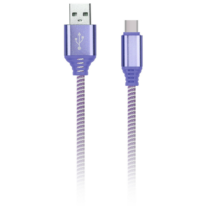 Кабель Smartbuy iK-3112NS USB2.0 (A) - Type C, в оплетке, 2A output, 1м, фиолетовый