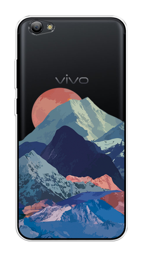 

Чехол на Vivo Y65 "Закат в снежных горах", Красный;серый;голубой, 260550-2