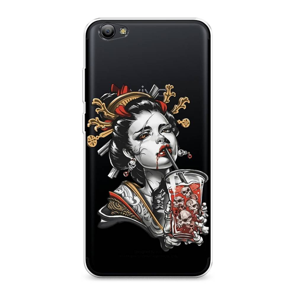 

Чехол на Vivo Y65 "Опасная гейша", Красный;черный;серый, 260550-4
