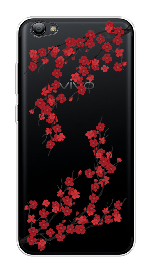 

Чехол на Vivo Y65 "Красная сакура", Красный;черный, 260550-2