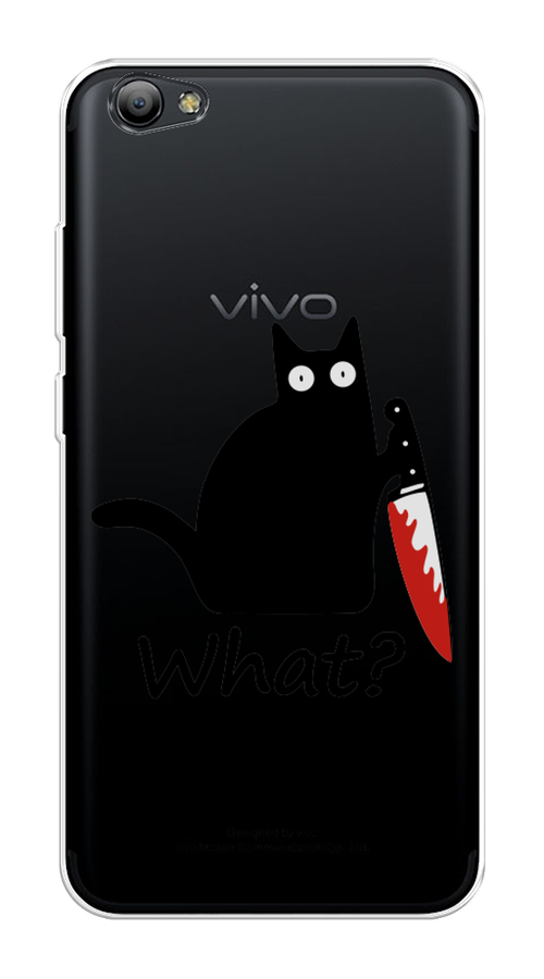 

Чехол на Vivo Y65 "Котик с ножом", Черный;красный, 260550-6