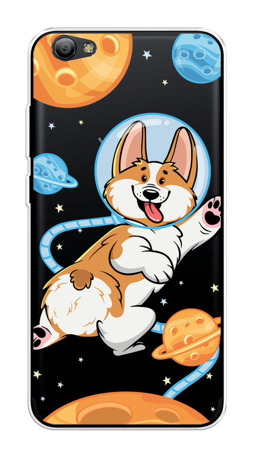 

Чехол на Vivo Y65 "Корги-космонавт", Голубой;бежевый;белый, 260550-1