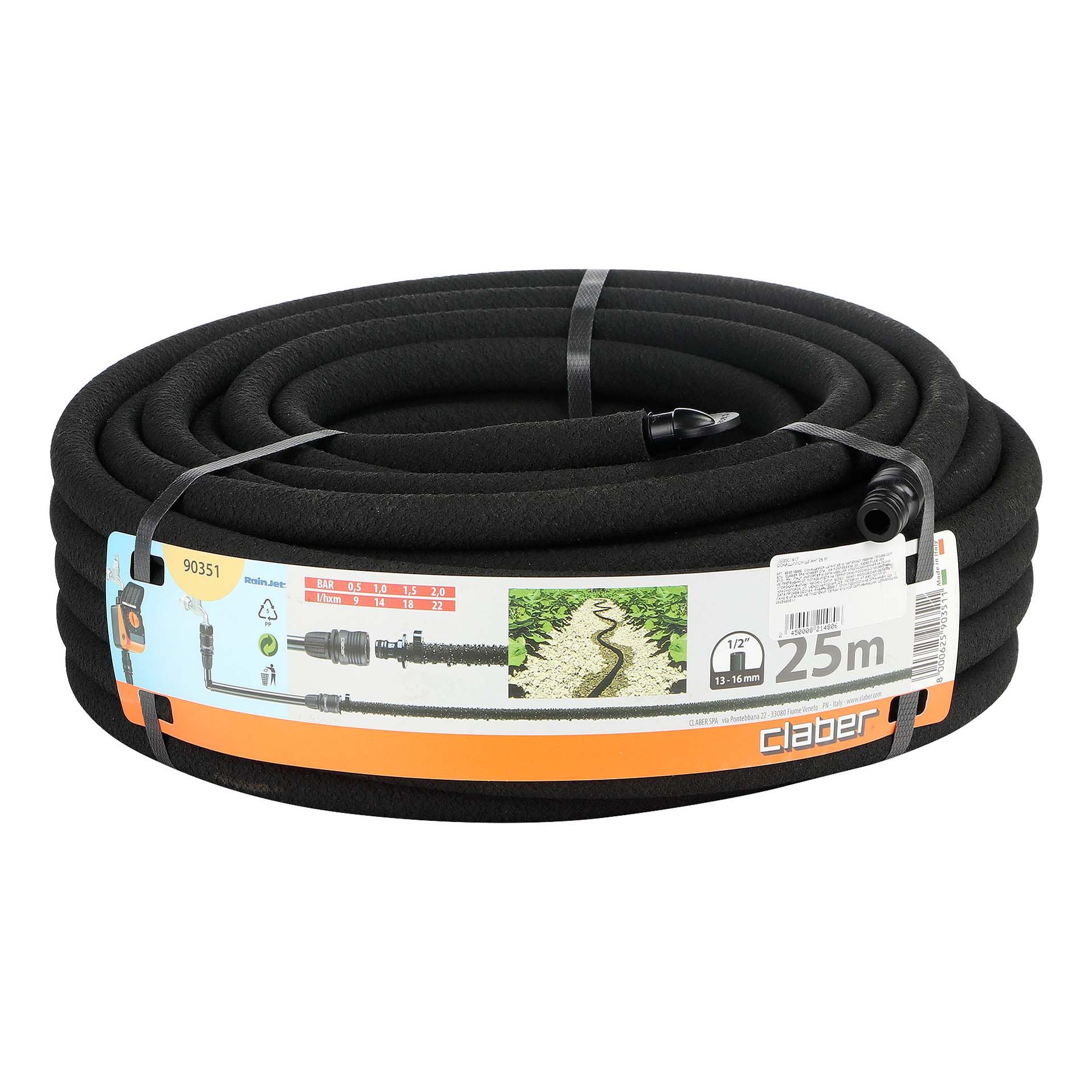 

Сочащийся шланг Claber 1/2" 25 м 90351, Черный