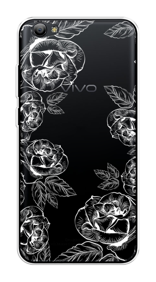 

Чехол на Vivo Y65 "Розы графика", Черный;серый, 260550-2