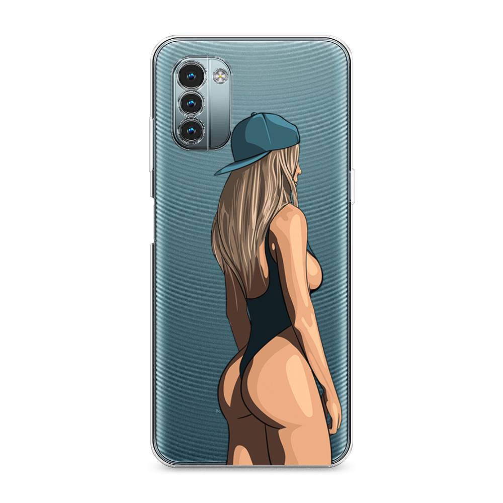 

Чехол на Nokia G11"Девушка в черном купальнике", Зеленый;бежевый;черный, 125150-6