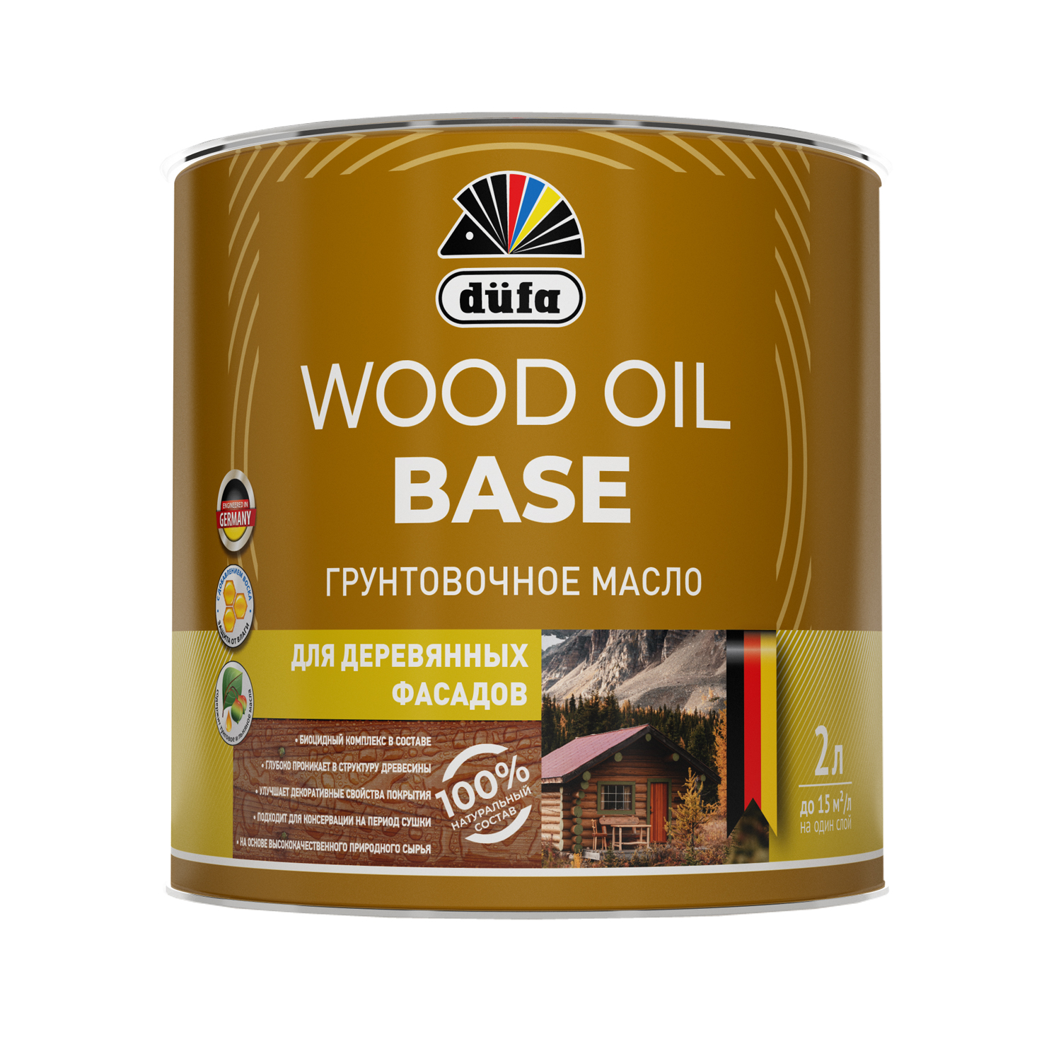 Грунтовочное масло Dufa/Дюфа WOOD OIL BASE 2л деревозащитное масло dufa дюфа wood oil terraсe бесцветный 9л