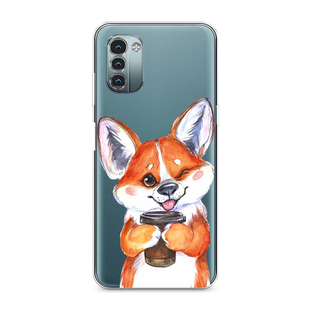 

Чехол на Nokia G11"Корги с кофе", Оранжевый;белый, 125150-4