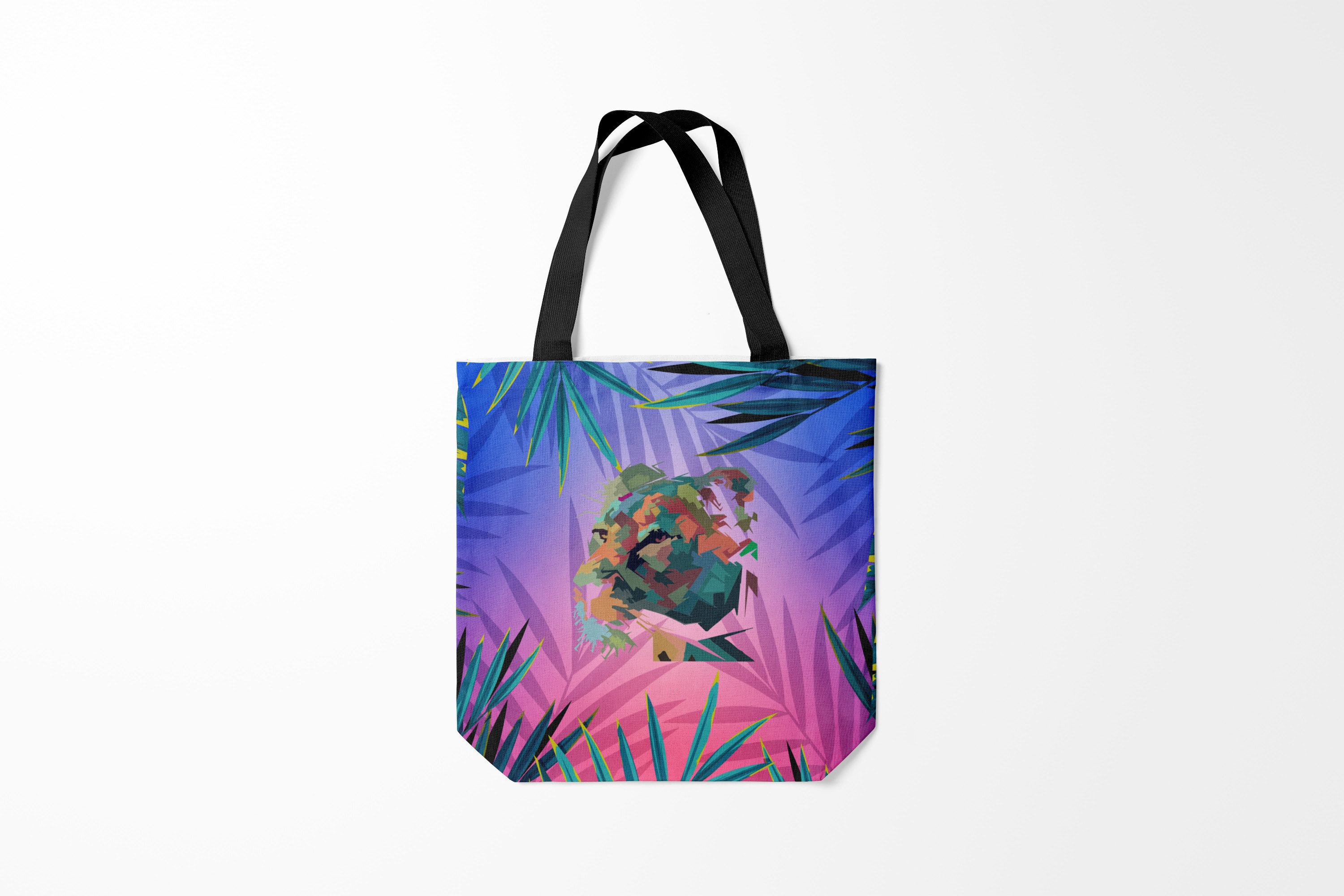 Унисекс сумка Burnettie с изображением крупных тигров в разноцветных абстракциях.