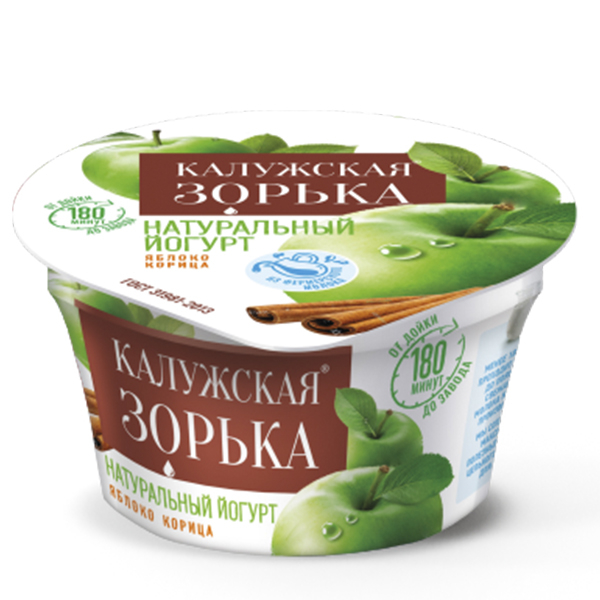 

Йогурт Калужская Зорька яблоко-корица 3,2% БЗМЖ 125 г