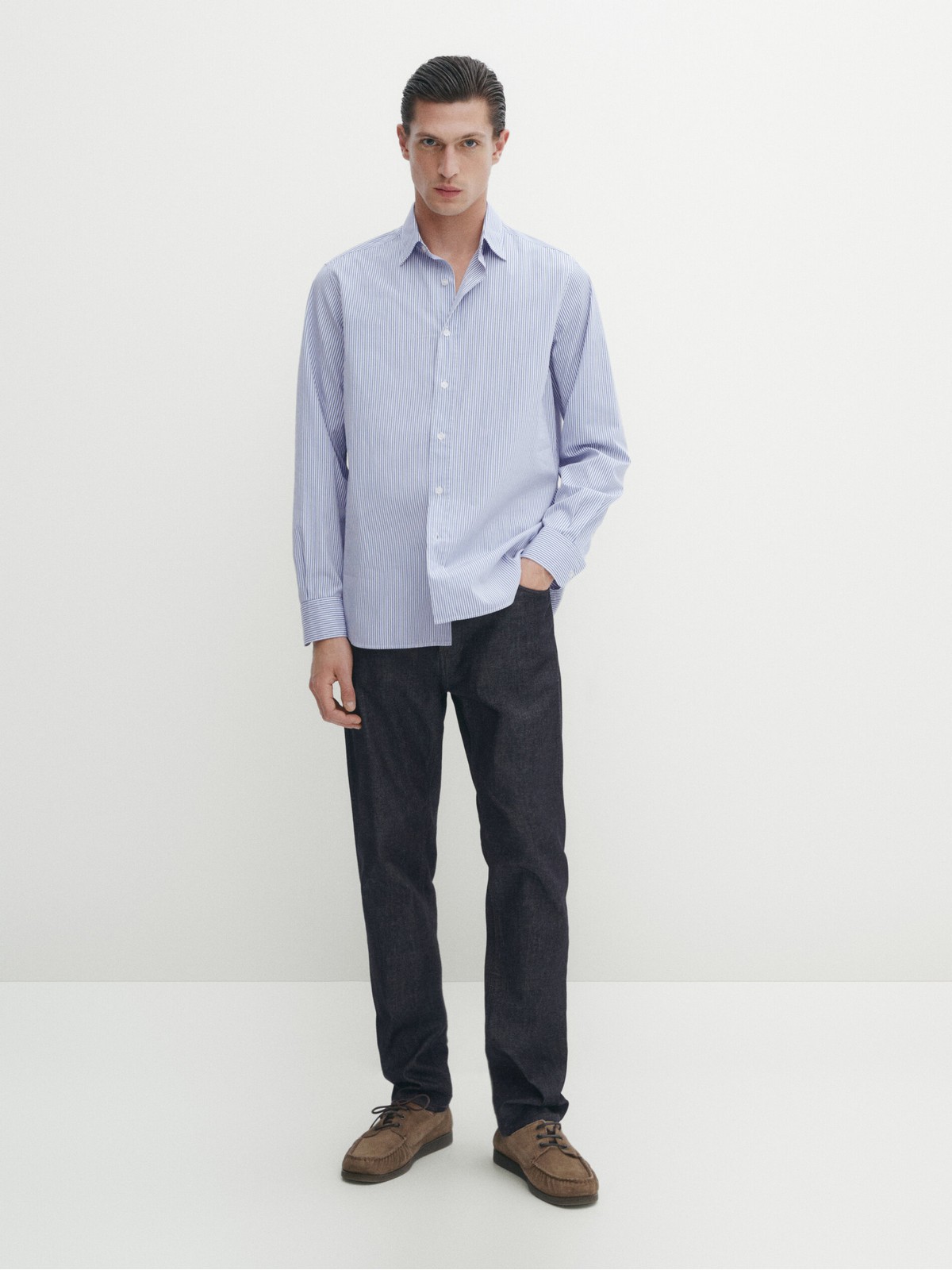 

Рубашка мужская Massimo Dutti 0164/109-I2024 синяя XL, Синий, 0164/109-I2024