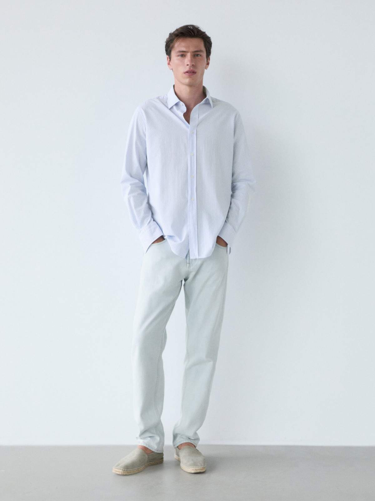 

Рубашка мужская Massimo Dutti 0165/406-I2024 голубая M, Голубой, 0165/406-I2024