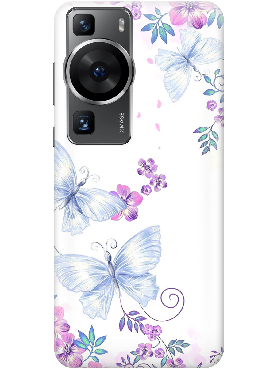 

Силиконовый чехол на Huawei P60 с рисунком "Бабочки и фиалки" прозрачный, Белый;фиолетовый, 20001419