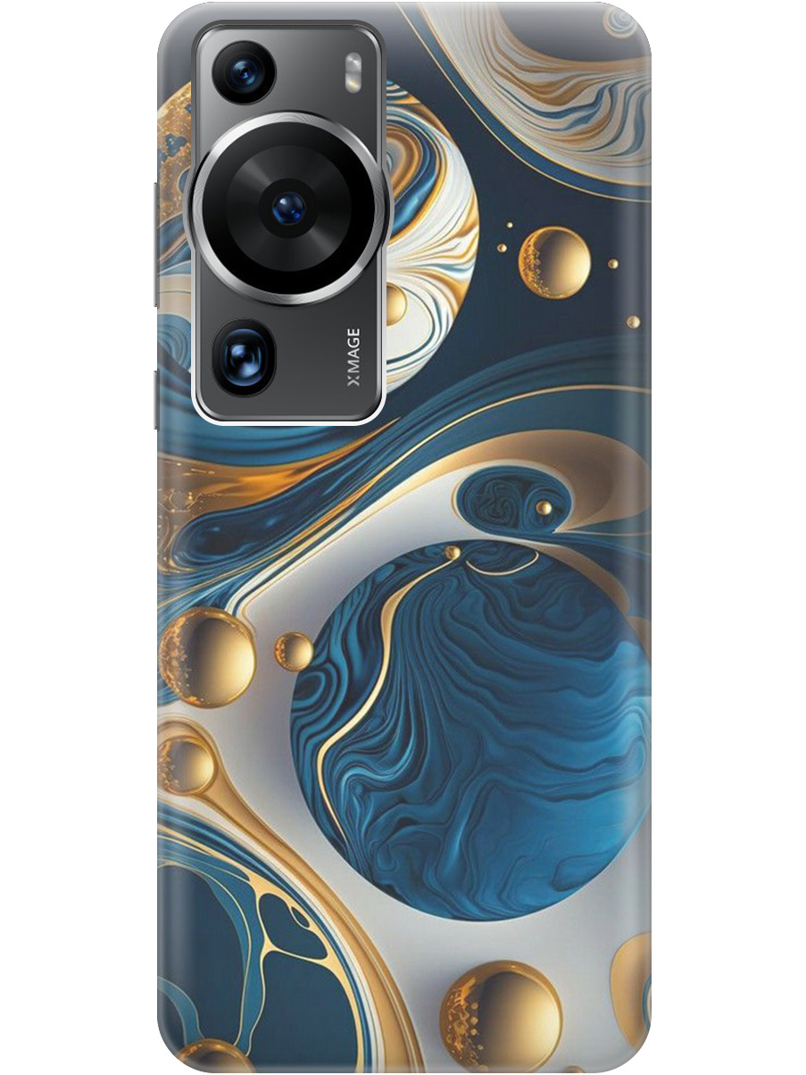 

Силиконовый чехол на Huawei P60 Pro с рисунком "Сине-золотые фигуры" прозрачный, Желтый;синий, 20001421