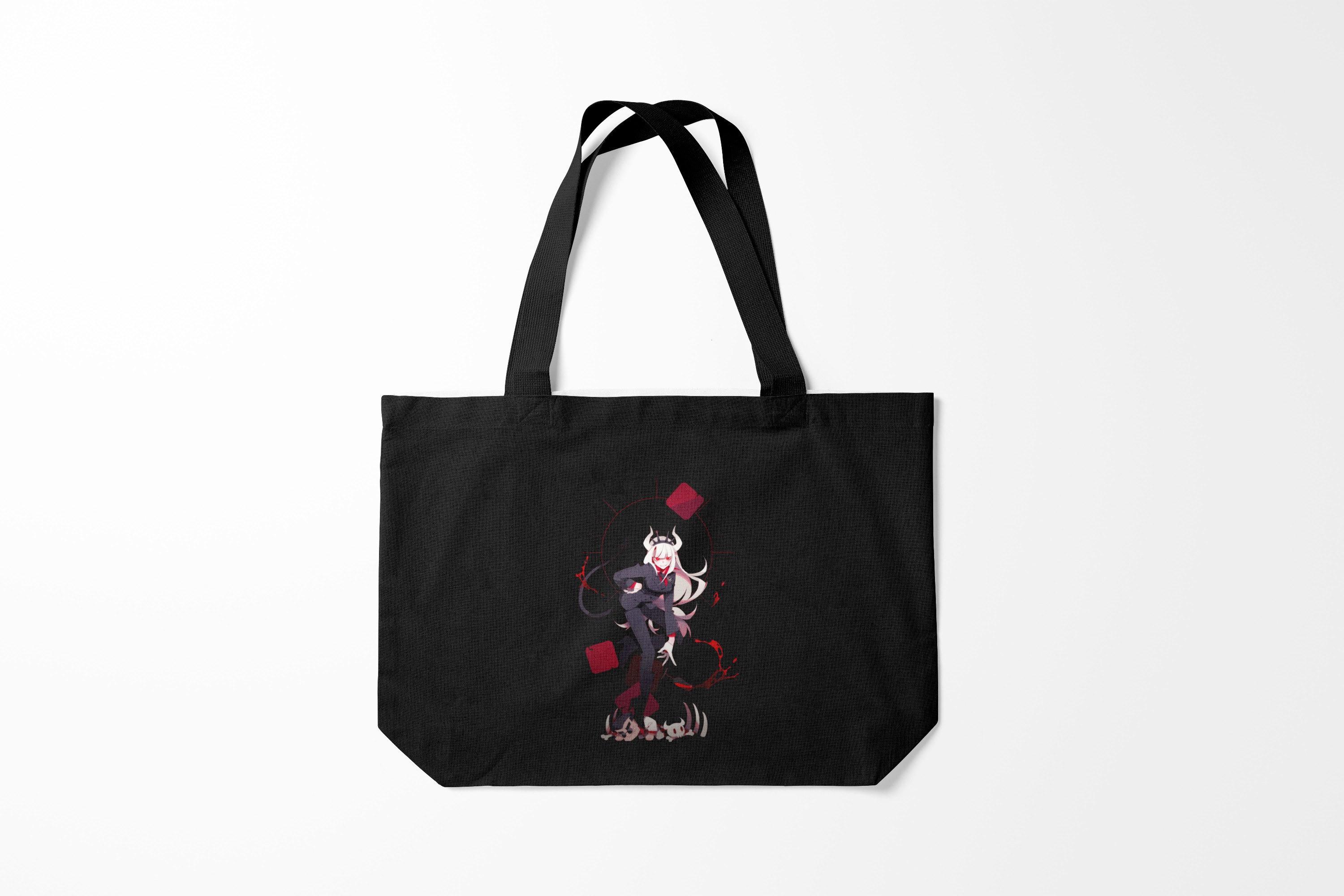 

Сумка шoппер унисекс Burnettie Helltaker Lucifer стоит злодейка, черный, Helltaker Lucifer стоит злодейка