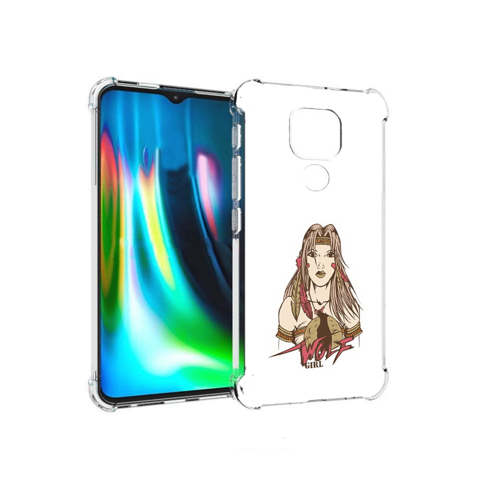 

Чехол MyPads Tocco для Motorola Moto E7 Plus девушка волк (PT155921.339.306), Прозрачный, Tocco