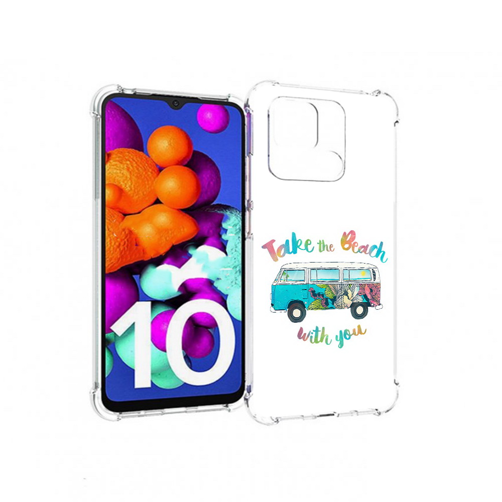 

Чехол MyPads Tocco для Xiaomi Redmi 10C Хиппи автобус, Прозрачный, Tocco
