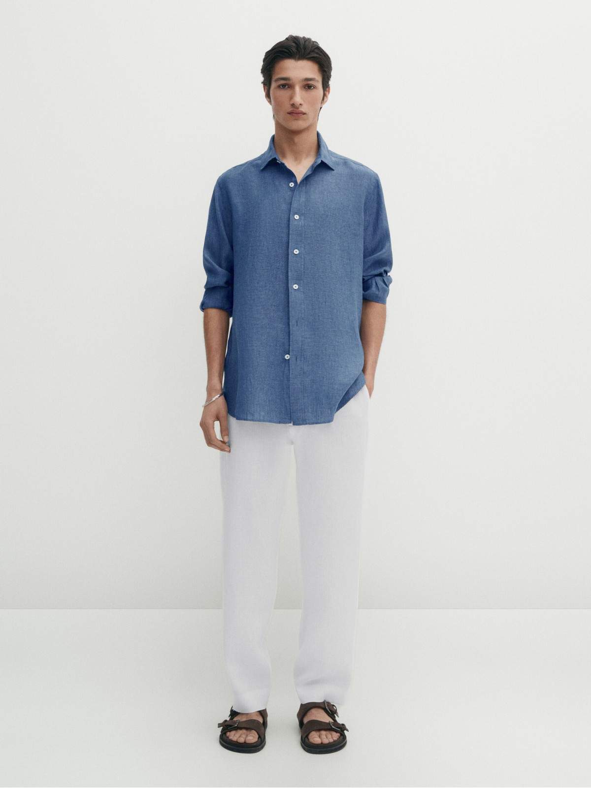 

Рубашка мужская Massimo Dutti 0169/114-I2024 синяя S, Синий, 0169/114-I2024
