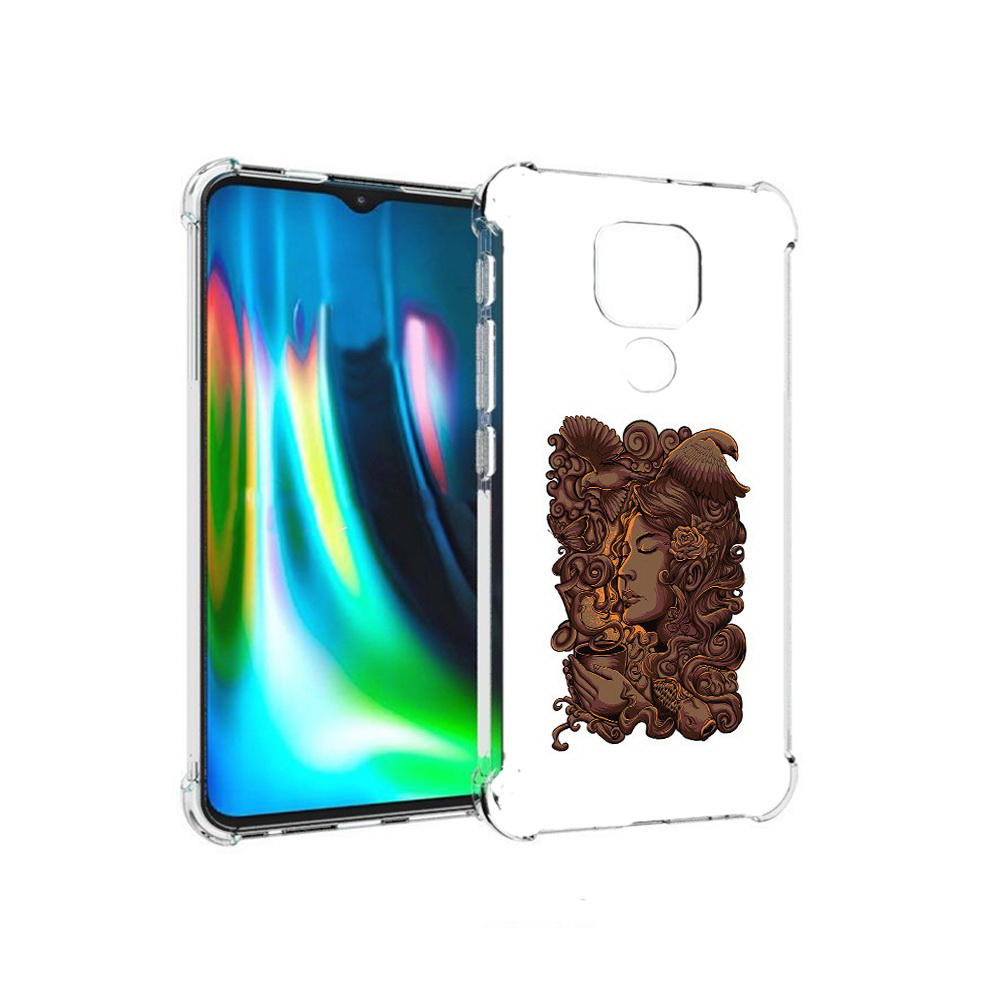 

Чехол MyPads Tocco для Motorola Moto E7 Plus девушка с длинными волосами абстракция, Прозрачный, Tocco