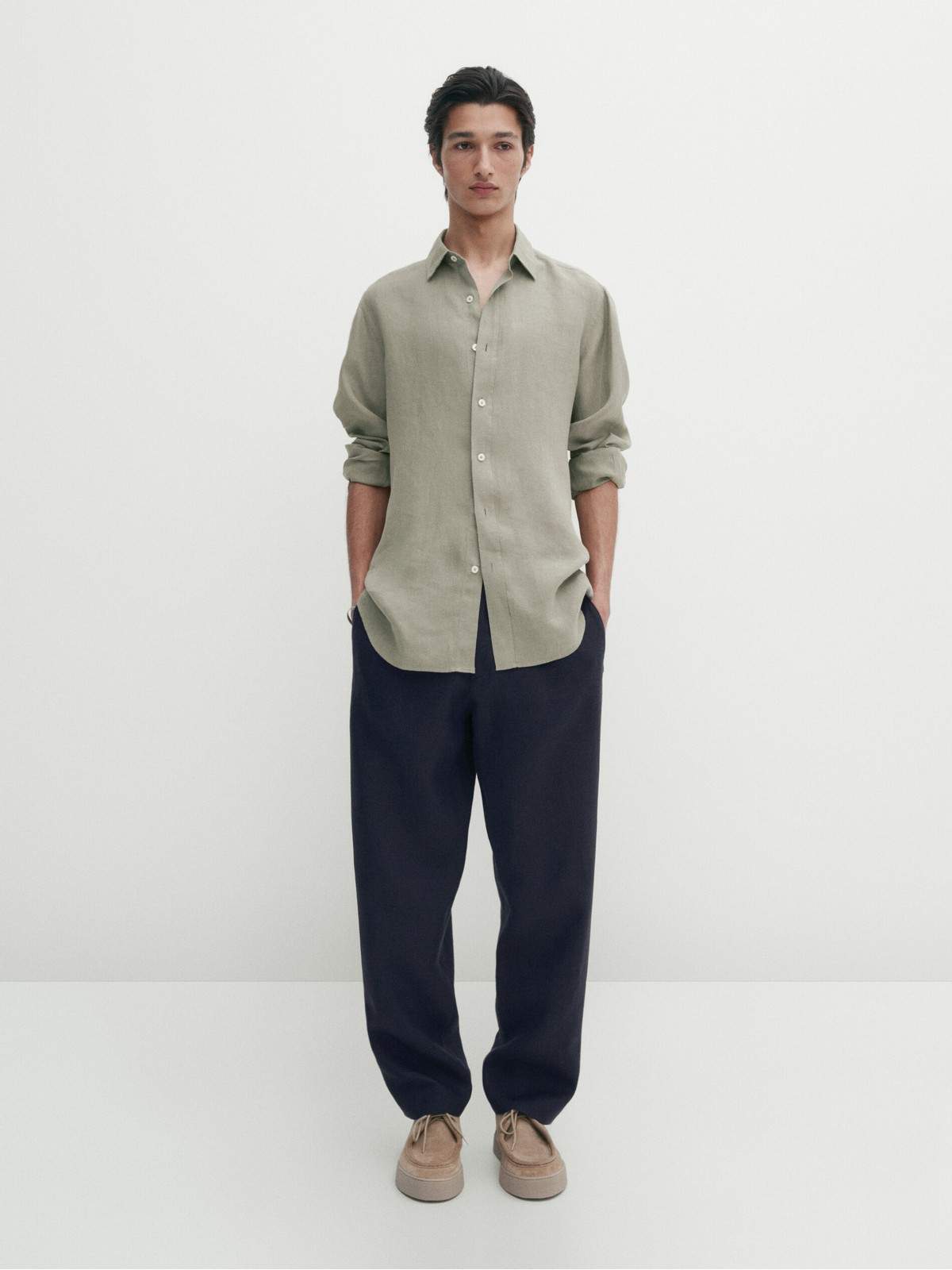 

Рубашка мужская Massimo Dutti 0169/114-I2024 зеленая L, Зеленый, 0169/114-I2024