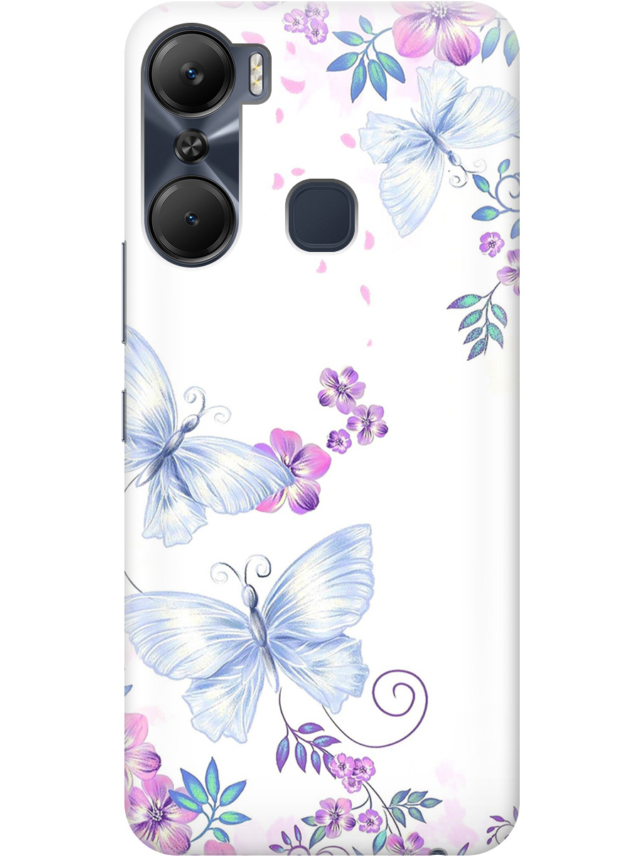 

Силиконовый чехол на Infinix Hot 12 Pro с рисунком "Бабочки и фиалки" прозрачный, Белый;фиолетовый, 20000544