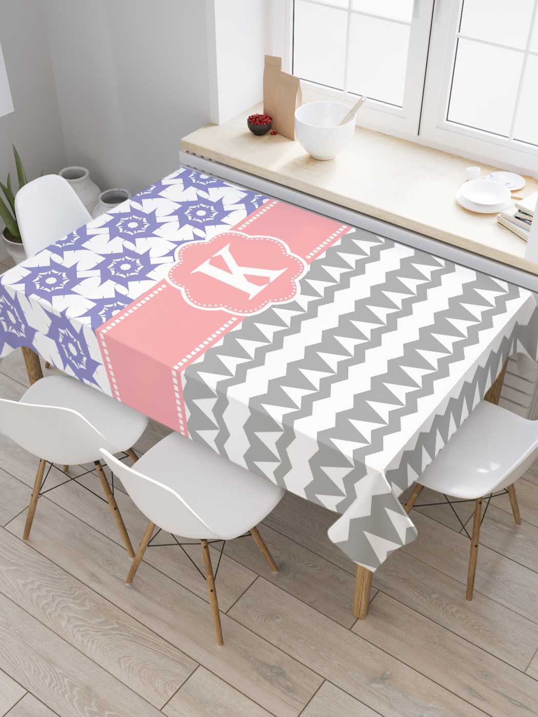 

Скатерть прямоугольная JoyArty "Шеврон с монограммой К" из сатена, 120x145 см, Шеврон с монограммой К