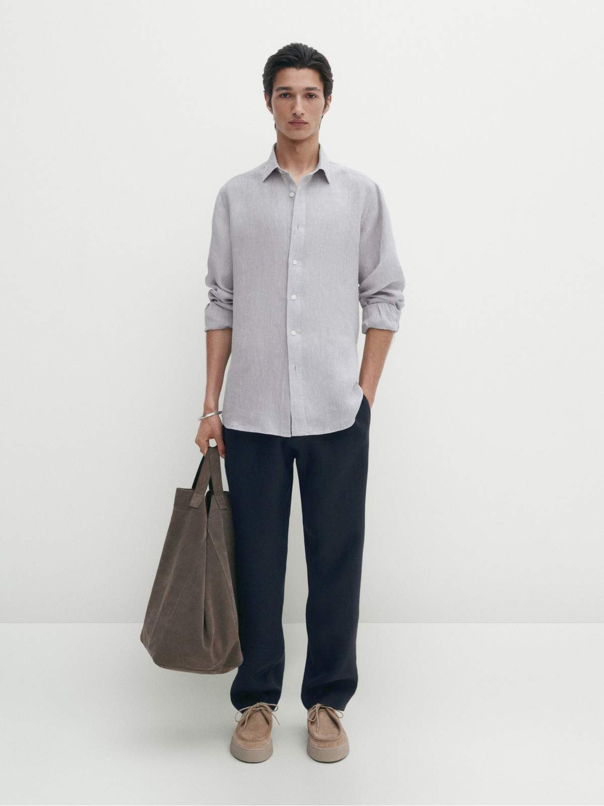 

Рубашка мужская Massimo Dutti 0169/114-I2024 серая M, Серый, 0169/114-I2024