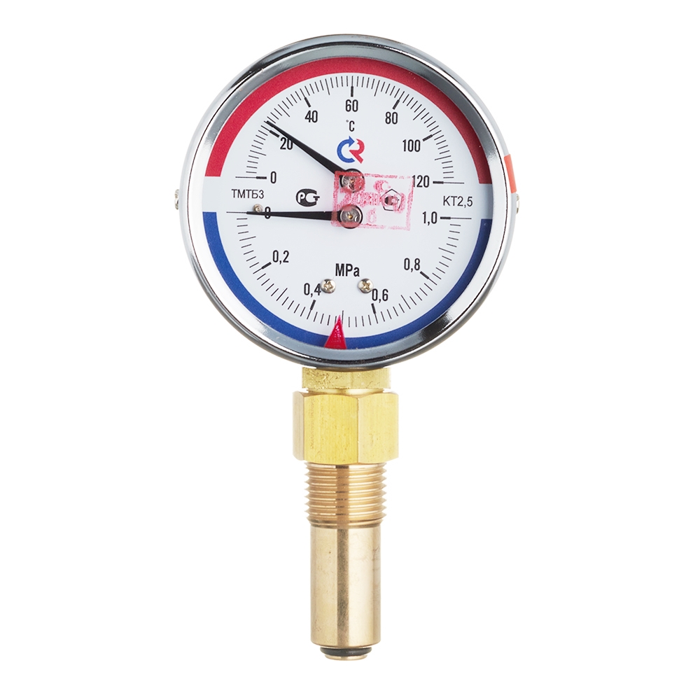 Термоманометр РОСМА ТМТБ-31Р.1 (2331) 1/2 НР(ш) радиальный 10 бар d80 мм 120 °С