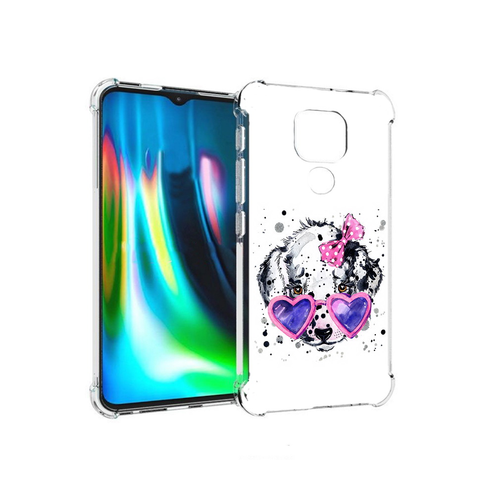 

Чехол MyPads Tocco для Motorola Moto E7 Plus долматинец в очках (PT155921.339.337), Прозрачный, Tocco