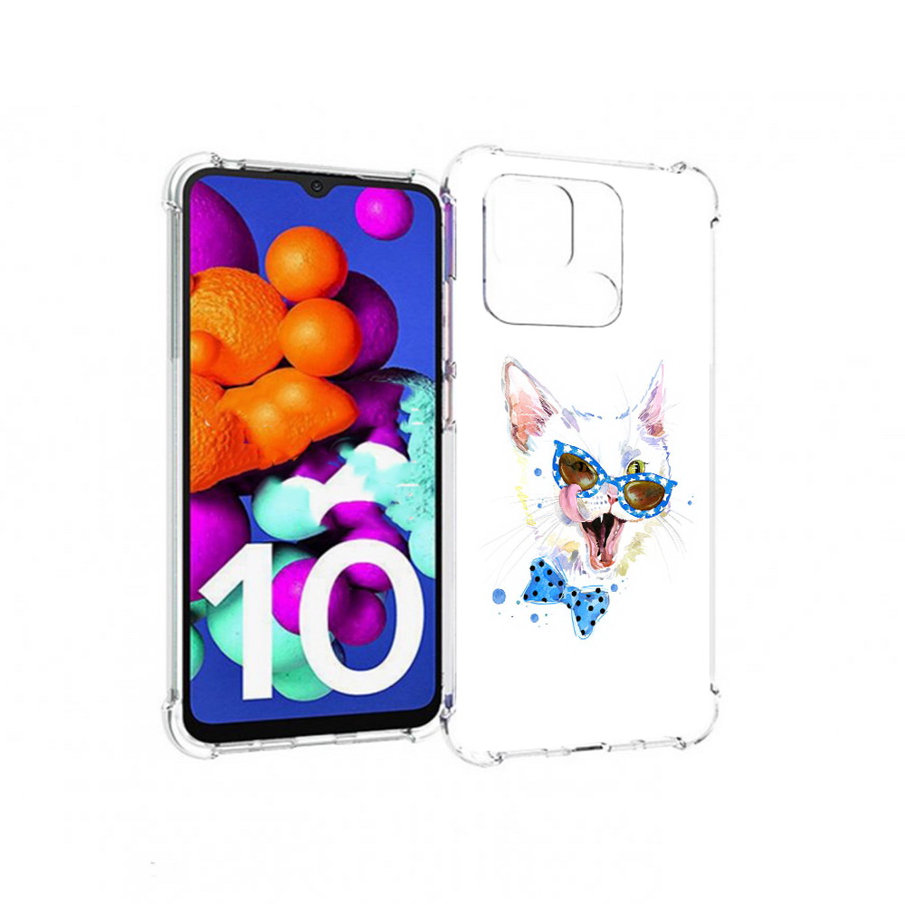 

Чехол MyPads Tocco для Xiaomi Redmi 10C белый кот, Прозрачный, Tocco