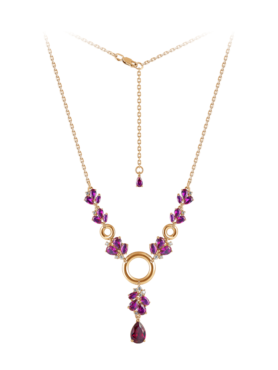 

Колье из серебра с фианитом/рубином искусственным 55-60 см SamoroDki Jewelry 5-03-116-02з, 5-03-116-02з