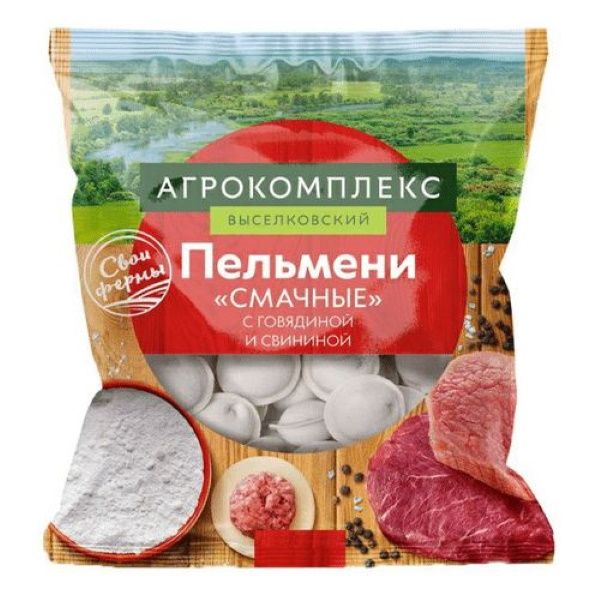 

Пельмени Агрокомплекс Смачные с мясом 800 г