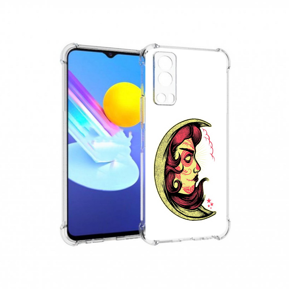 

Чехол MyPads Tocco для Vivo Z3 желтый полумесяц с лицом девушки (PT226973.411.346), Прозрачный, Tocco
