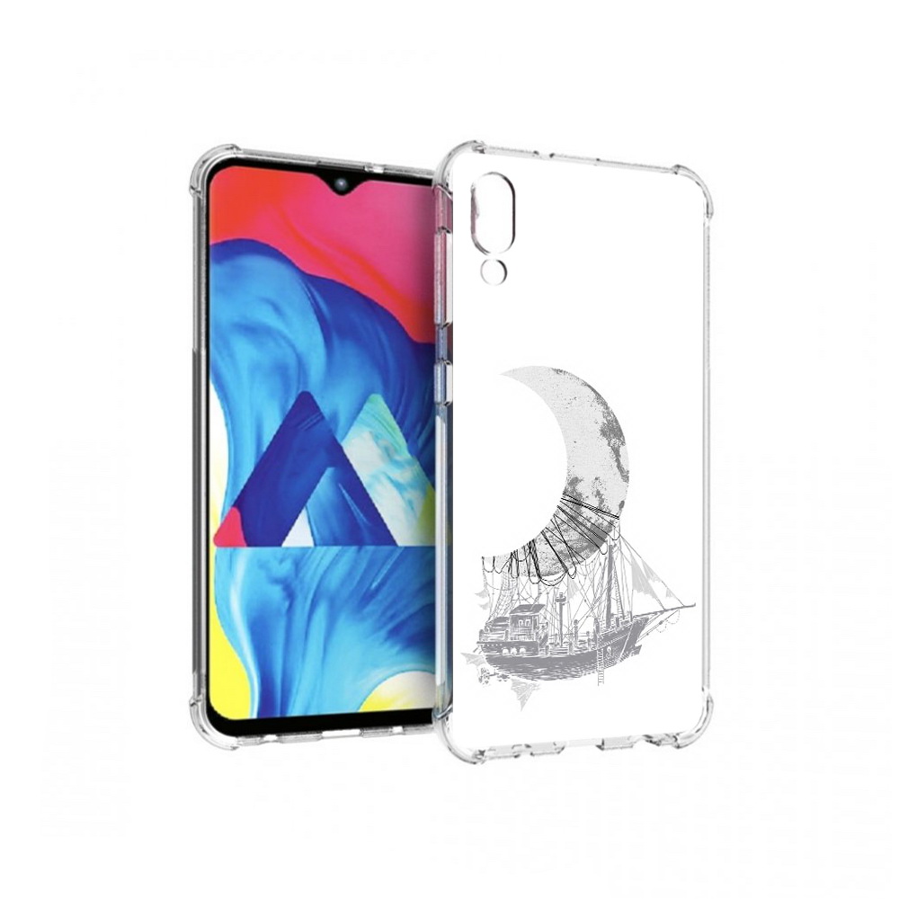 

Чехол MyPads Tocco для Samsung Galaxy M10 черно белый корабль полумесяц (PT128878.532.684), Прозрачный, Tocco