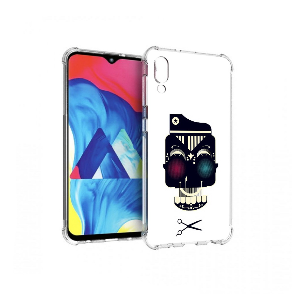 

Чехол MyPads Tocco для Samsung Galaxy M10 черно белый скелет с яркими глазами, Прозрачный, Tocco