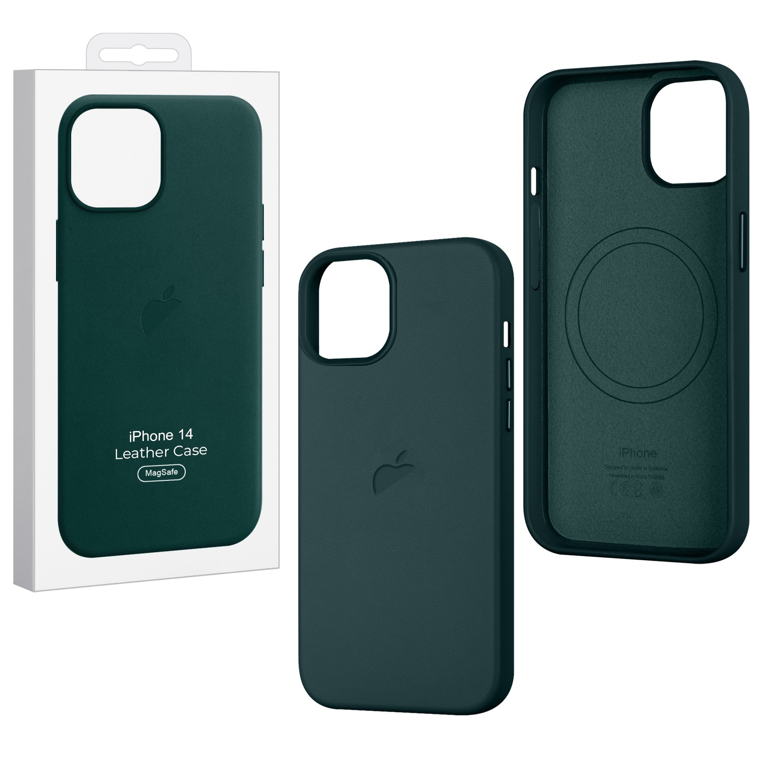 

Чехол для iPhone 14 Leather Case Forest Green (MagSafe) c LOGO (IS792222), Зеленый, Чехол iPhone 14 Leather Case Forest Green (MagSafe) c LOGO (IS792222)